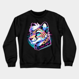 Cyberpunk Neon Furry Anthro Cheetah Crewneck Sweatshirt